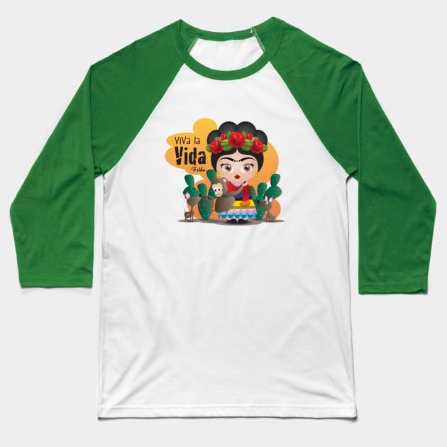 Frida Kahlo Baseball T-Shirt by MIMOgoShopping